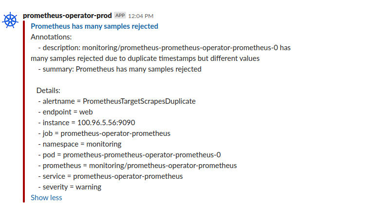 Prometheus has many samples rejected has many samples rejected due to duplicate timestamps but different values 